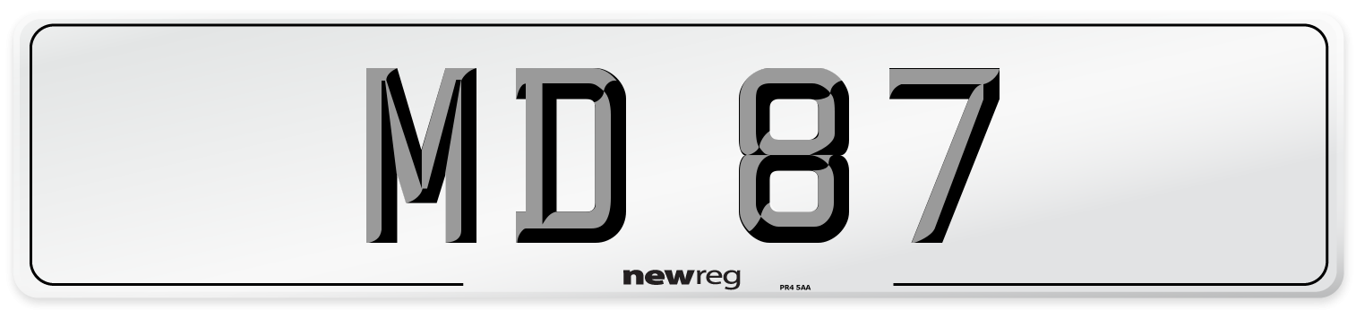MD 87 Number Plate from New Reg